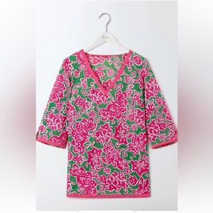 Boden Pink Graphic 3/4 Sleeve Blouse
